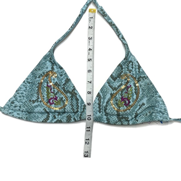 Blue Snakeskin Halter Bikini Top - Picture 6 of 7